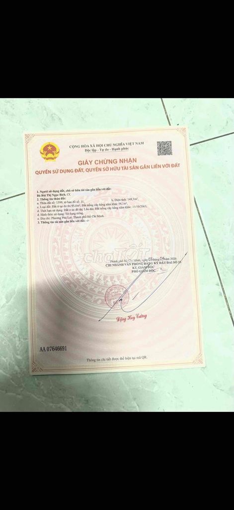 BÁN ĐẤT THỔ CƯ HẺM XE HƠI ĐƯỜNG HUỲNH VĂN LŨY – PHƯỜNG PHÚ LỢI
