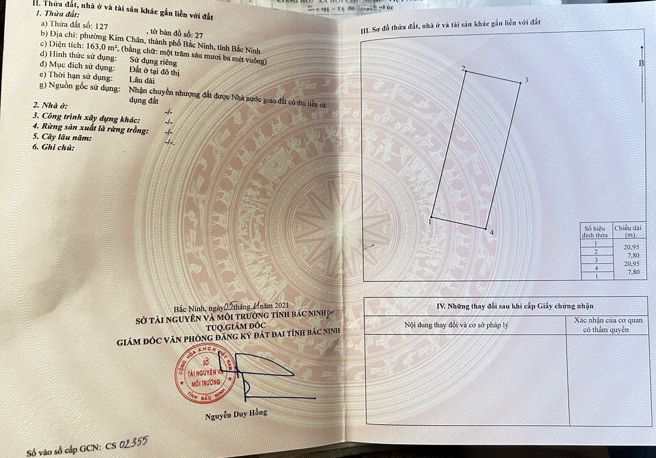 Bán đất sổ đỏ chính chủ khu Đạo Chân – phường Kim Chân – TP Bắc Ninh