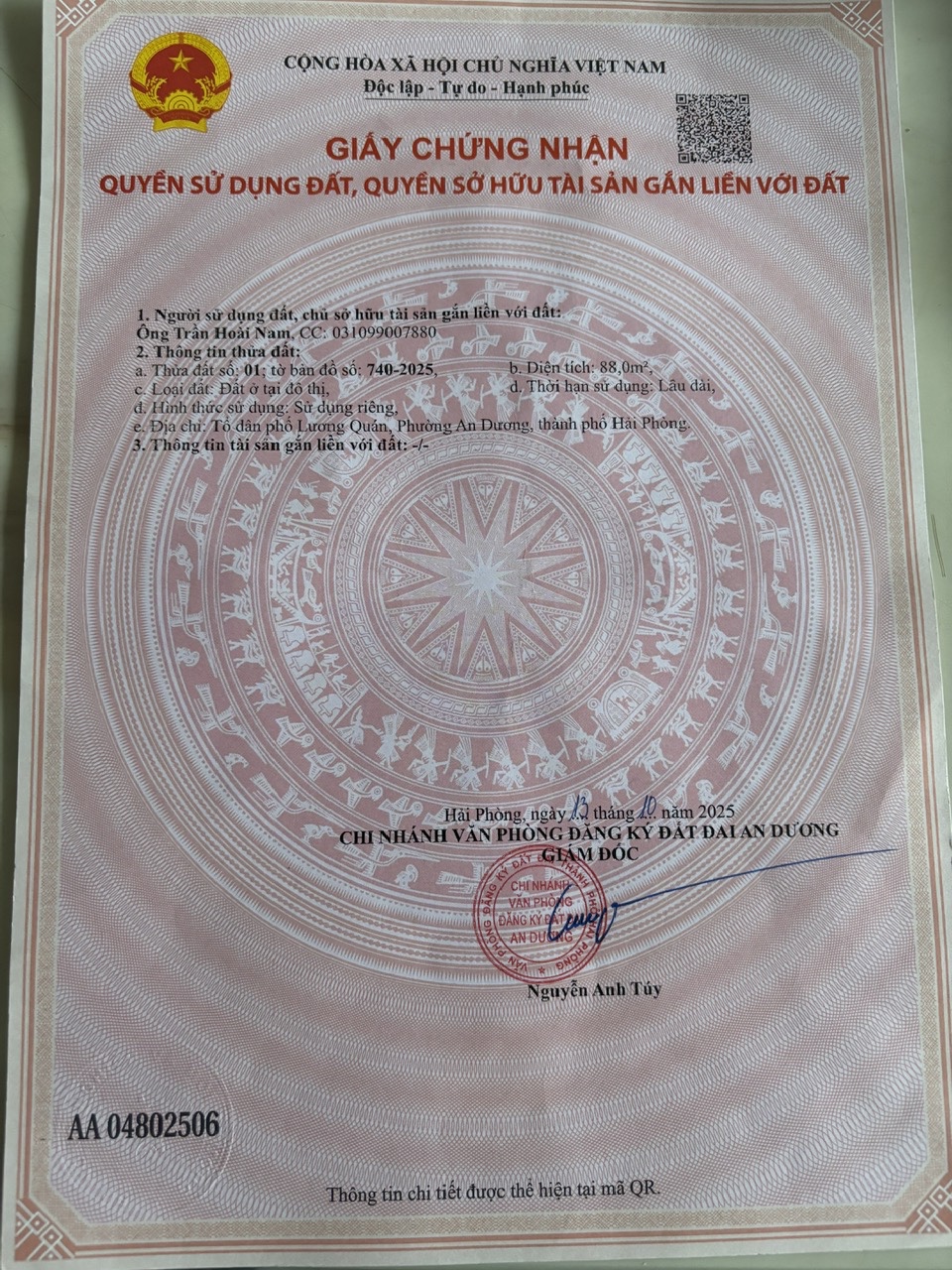 BÁN ĐẤT TẠI LƯƠNG QUÁN – AN DƯƠNG – HẢI PHÒNG
