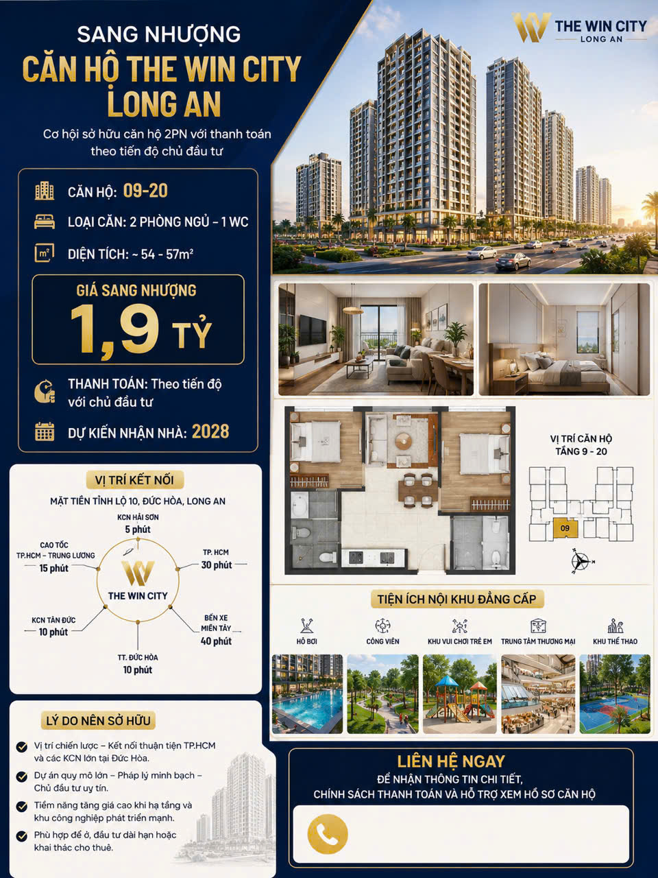 SANG NHƯỢNG CĂN HỘ THE WIN CITY LONG AN – GIÁ CHỈ 1,9 TỶ