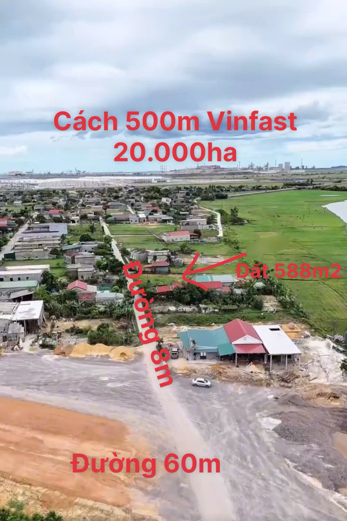 Hiếm- Full Thổ Cư, giá chưa tới 4tr/m2, cách nhà Máy VinES 20 vạn công nhân (Vinfast ô tô, vinmeta, ...) chỉ 400m