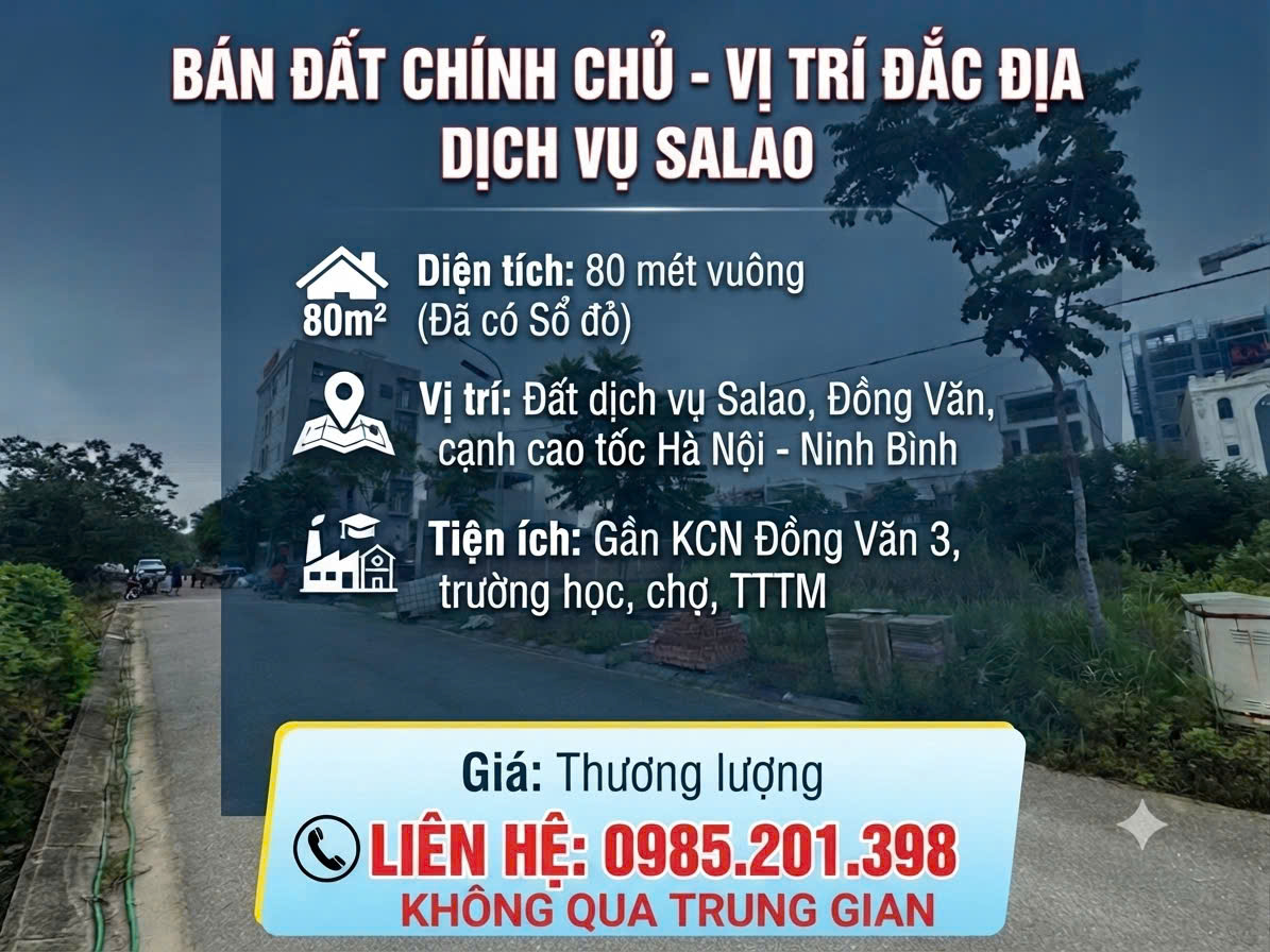 CHÍNH CHỦ BÁN ĐẤT DỊCH VỤ SALAO – VỊ TRÍ ĐẸP, TIỀM NĂNG KINH DOANH CAO!