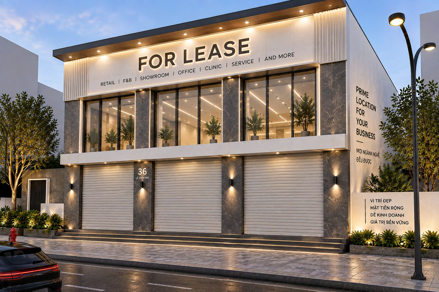 CHO THUÊ SHOWROOM/MẶT BẰNG KINH DOANH – NGANG 15M – 780M² SÀN – LÊ QUANG ĐẠO – 100 TRIỆU/THÁNG