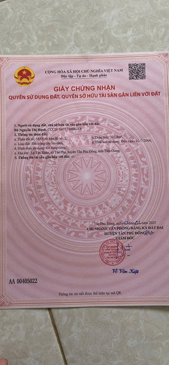 CHÍNH CHỦ CẦN BÁN GẤP LÔ ĐẤT TẠI- TỈNH TIỀN GIANG