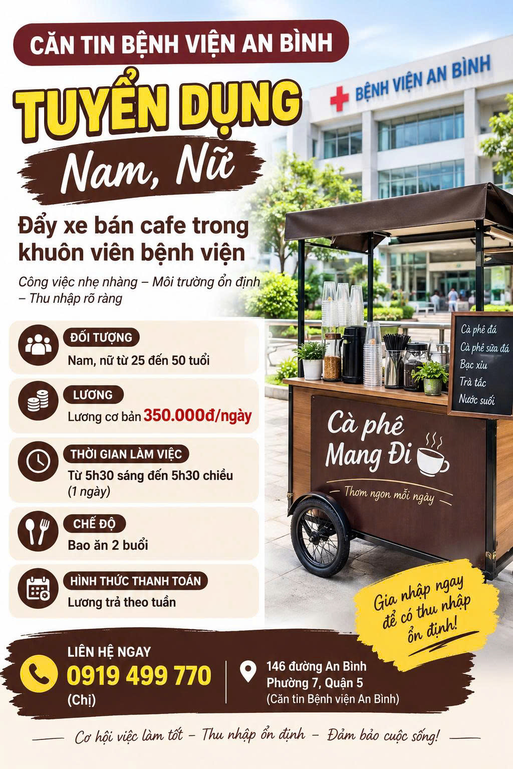 CĂN TIN BỆNH VIỆN AN BÌNH TUYỂN DỤNG NAM, NỮ