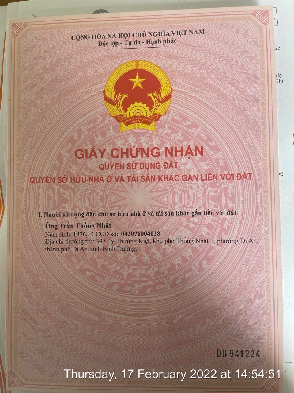 CẦN BÁN ĐẤT THỬA ĐẤT 94m2 KHU NHÀ Ở LÊ PHONG TÂN BÌNH- KHU PHỐ THỐNG NHẤT 1 – PHƯỜNG DĨ AN, TP. DĨ AN, TỈNH BÌNH DƯƠNG