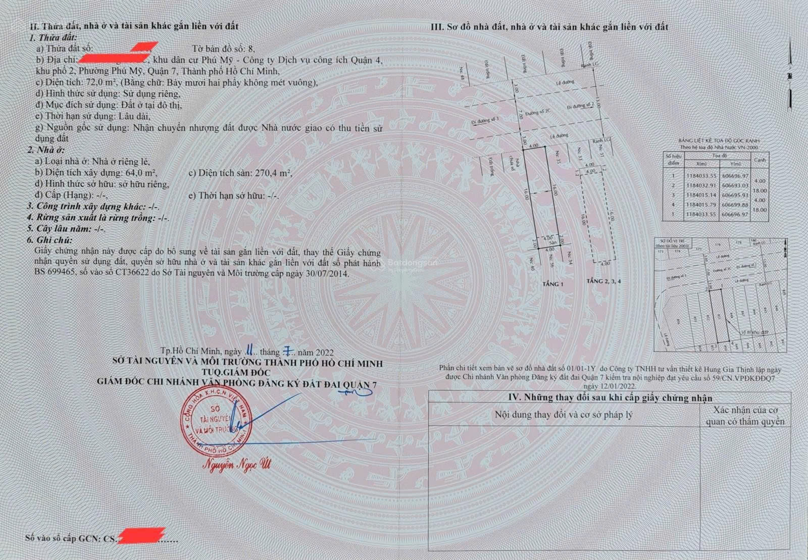 Bán nhà 8x18 - full 4 tầng. Đường 2C, P. Phú Mỹ, Quận 7 (P. Tân Mỹ), TP. HCM